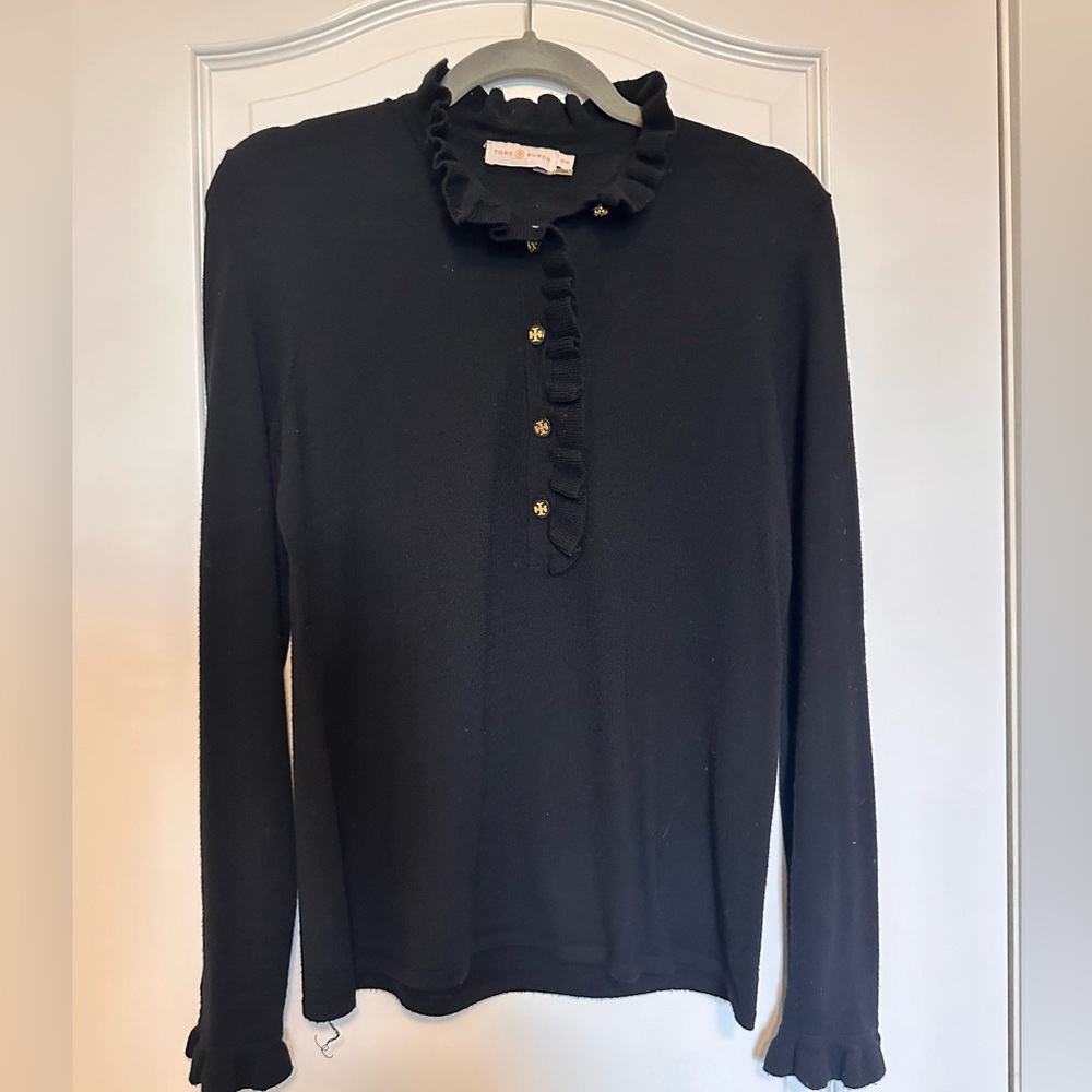 Tory Burch ruffle neck sweater blouse